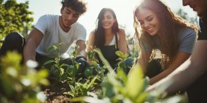 Shared gardening as a nature activity.