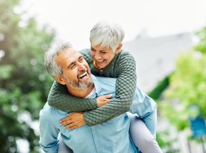 Middle-aged couple who met through matchmaking.